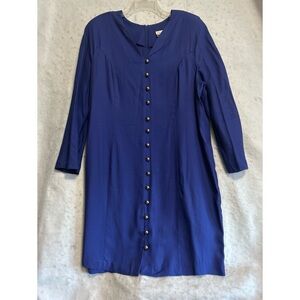 Diana Marco Purple Long Sleeve V Neck Dress